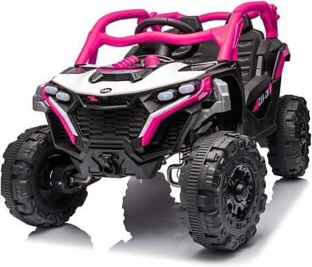 Carro Elétrico Jipe UTV Max 12V Som Luz de Led Controle Remoto (Rosa)